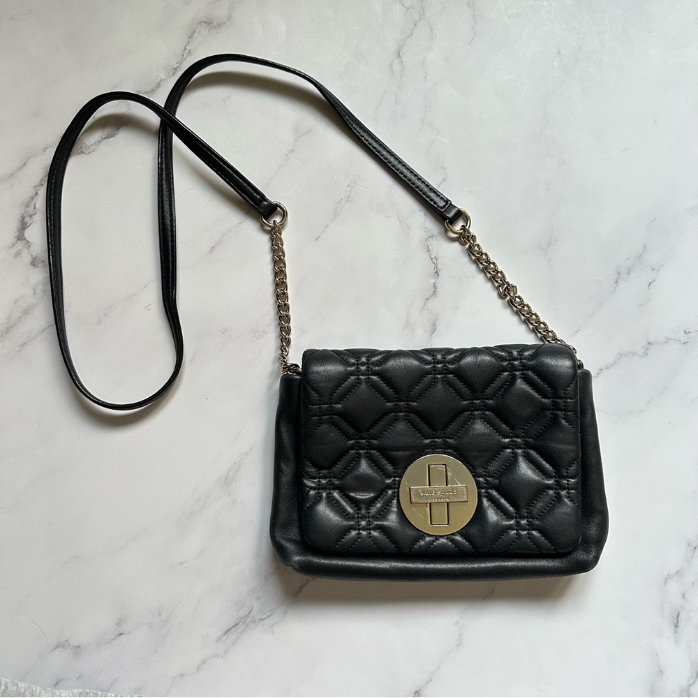 Kate Spade US OS Black Astor Court Naomi Quilted Leather Crossbody Bag